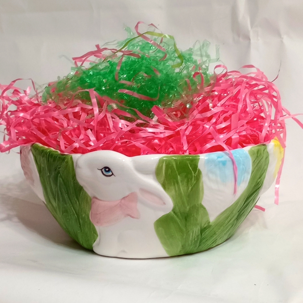 Grass rabbit ceramic bowl